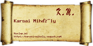 Karsai Mihály névjegykártya